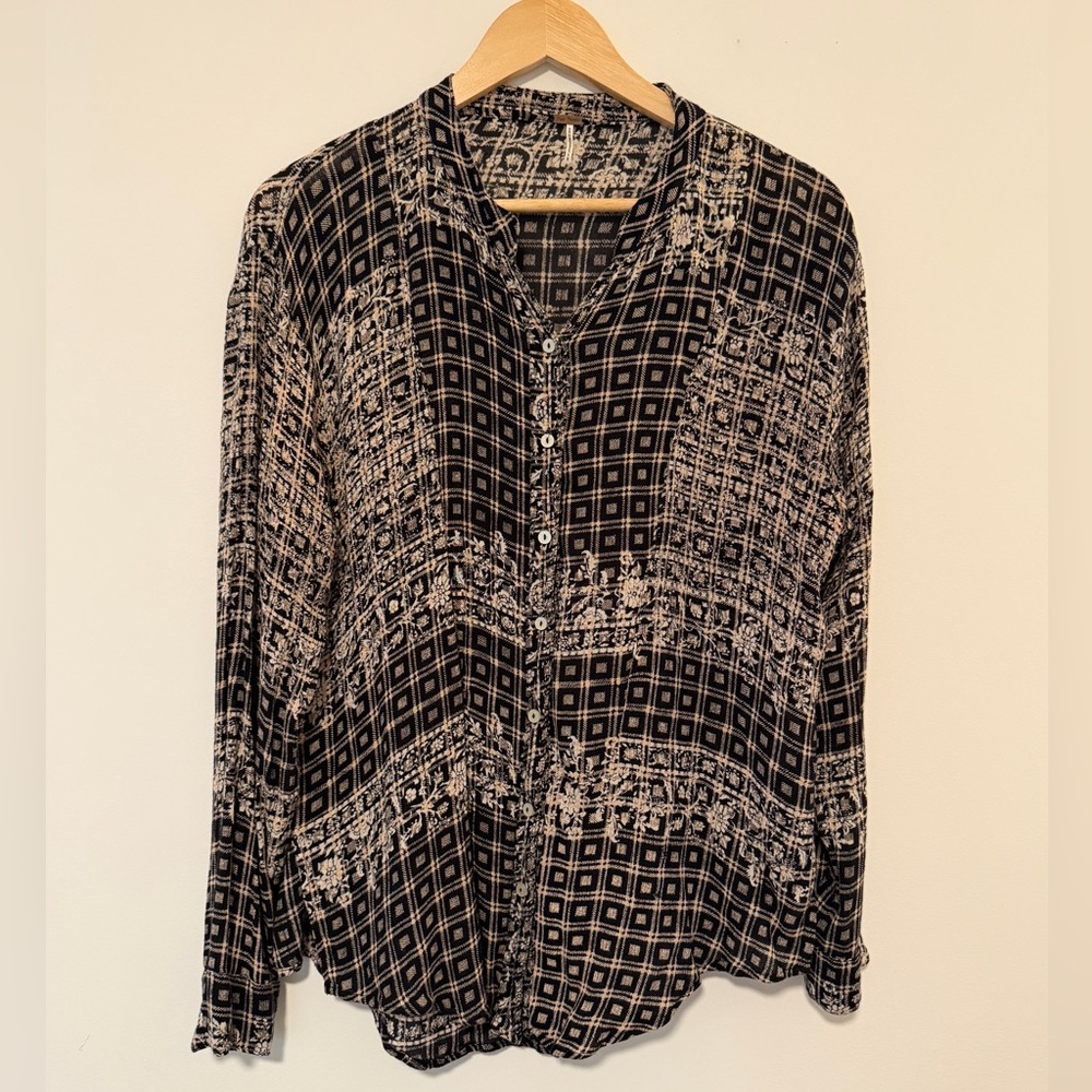 Free People Patterned Button Down Top. - image 1